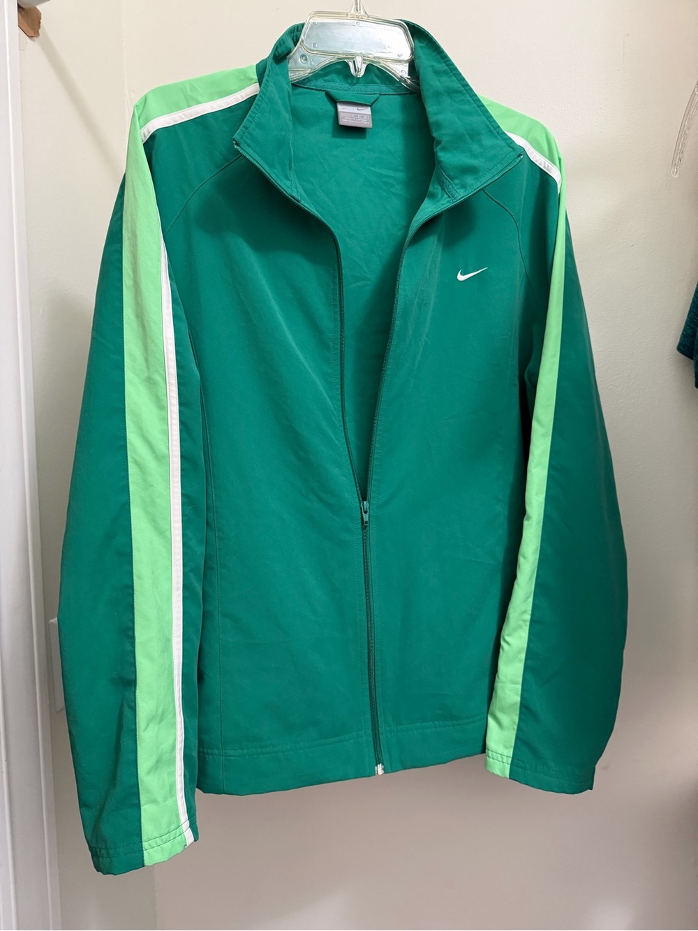 Nike Green Track Jacket with Lime and White Stripes